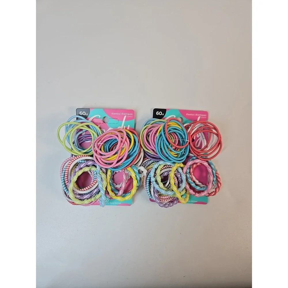 Goody Girls Ouchless Elastic Hair Ties 60 count Original Colors Pastels - 2 Pack